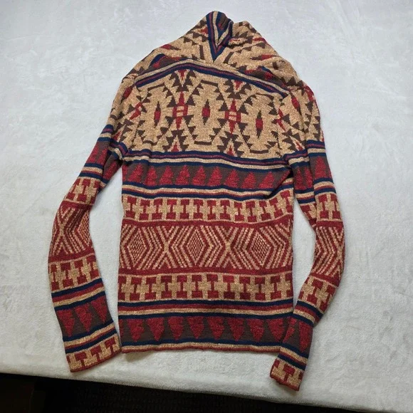 Sun Stone Cardigan Sweater Men Small Geometric Southwestern Aztec Shawl Collar
